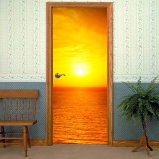 Vinilos para puertas mar al atardecer