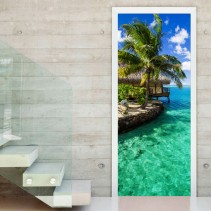 Vinilos decorativos puertas mar paraíso tropical