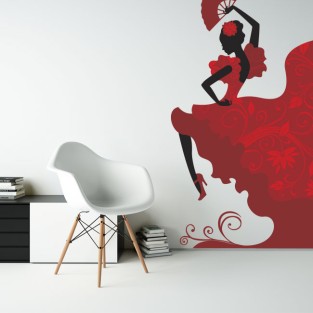 Vinilos decorativos silueta bailaora flamenco