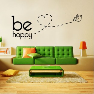 Vinilos decorativos textos y frases be happy