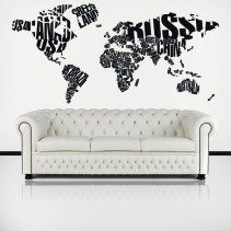 Vinilos juveniles tipográficos países mapamundi
