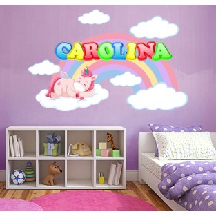 Vinilos decorativos unicornio con nombre personalizado