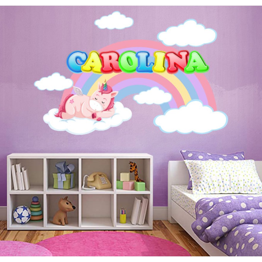 Vinilos decorativos unicornio con nombre personalizado