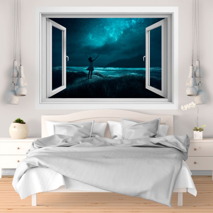 Vinilos ventanas 3d noche mágica