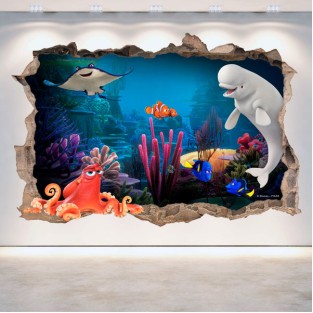 Vinilos disney finding dory agujero pared 3d Vinilos disney finding dory agujero pared 3d