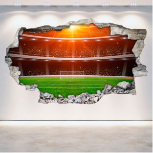 Vinilos estadio fútbol pared rota 3d