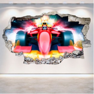 Vinilos fórmula 1 pared rota 3d