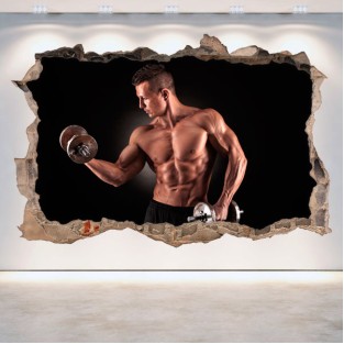 Vinilos gimnasios agujero pared 3d