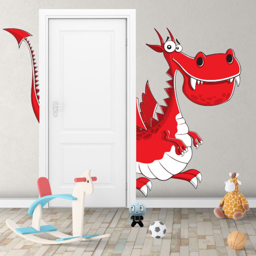 Vinilos decorativos infantiles para puertas dragón