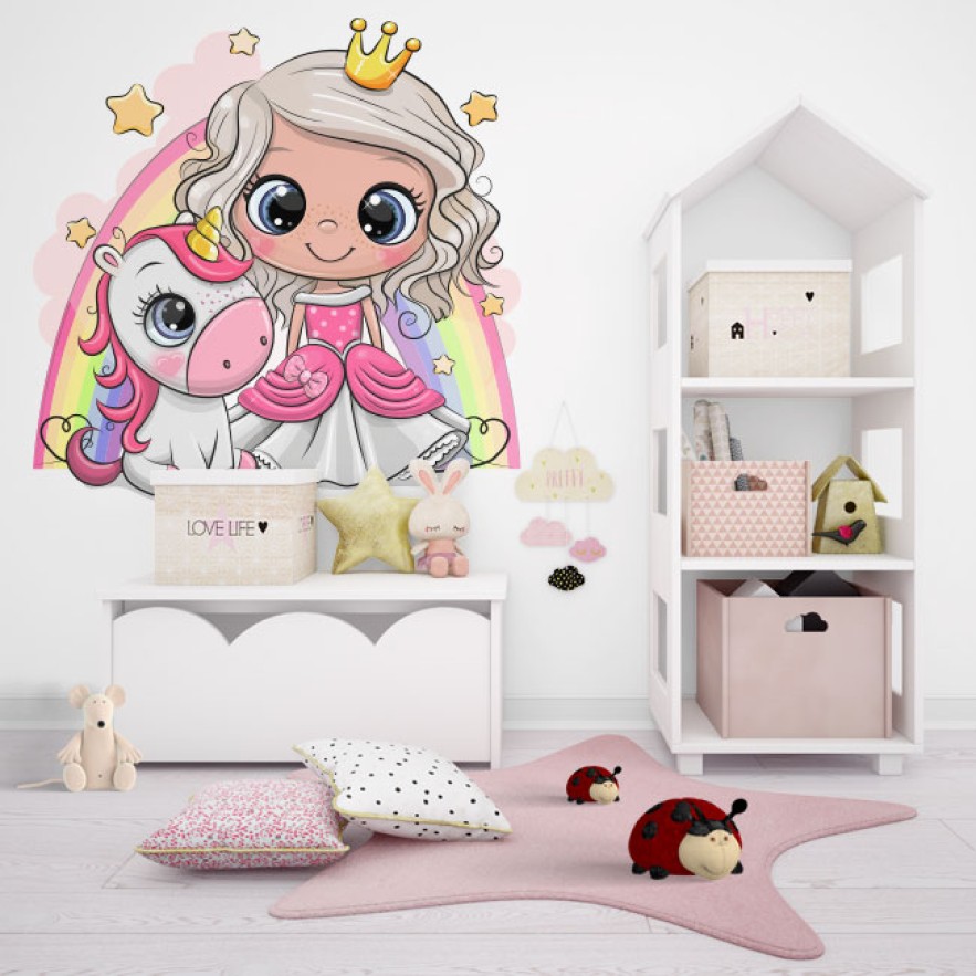 Vinilos infantiles o juveniles princesa y unicornio
