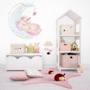 Vinilos infantiles o juveniles unicornio en la luna Vinilos infantiles o juveniles unicornio en la luna