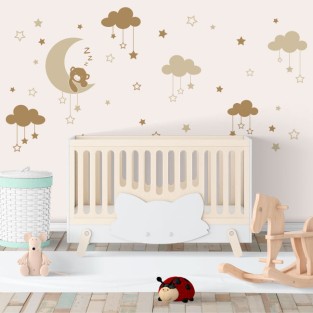 Vinilos infantiles osito dormilón en la luna