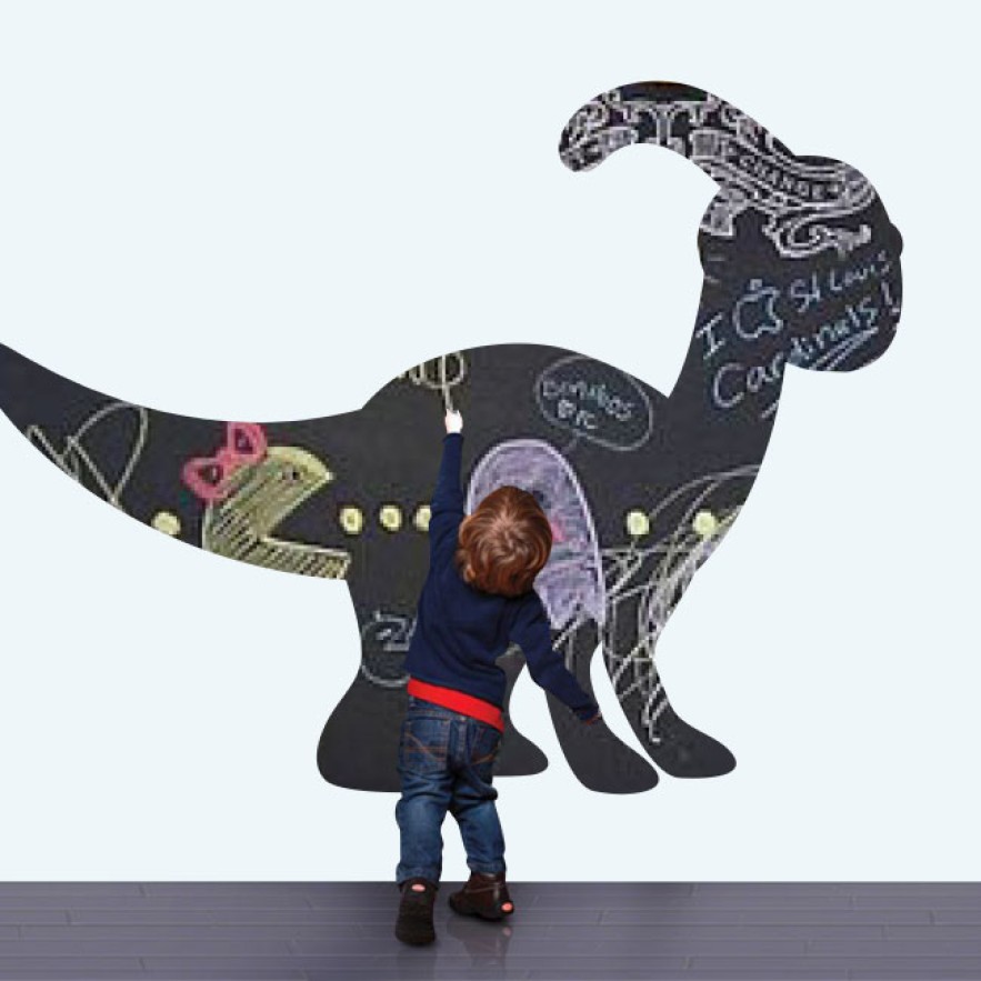 Vinilos decorativos infantile pizarra negra silueta dinosaurio