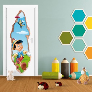 Vinilos puertas 3d pinocho y pepito grillo Vinilos puertas 3d pinocho y pepito grillo