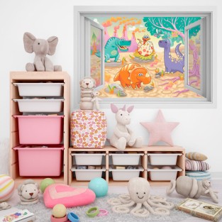 Ventana 3d dinosaurios infantiles