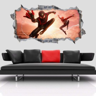 Vinilos marvel agujero 3d spider man miles morales Vinilos marvel agujero 3d spider man miles morales