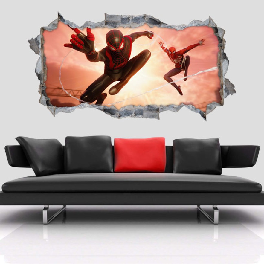 Vinilos marvel agujero 3d spider man miles morales