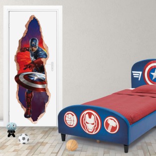 Vinilos puertas 3d capitán américa marvel