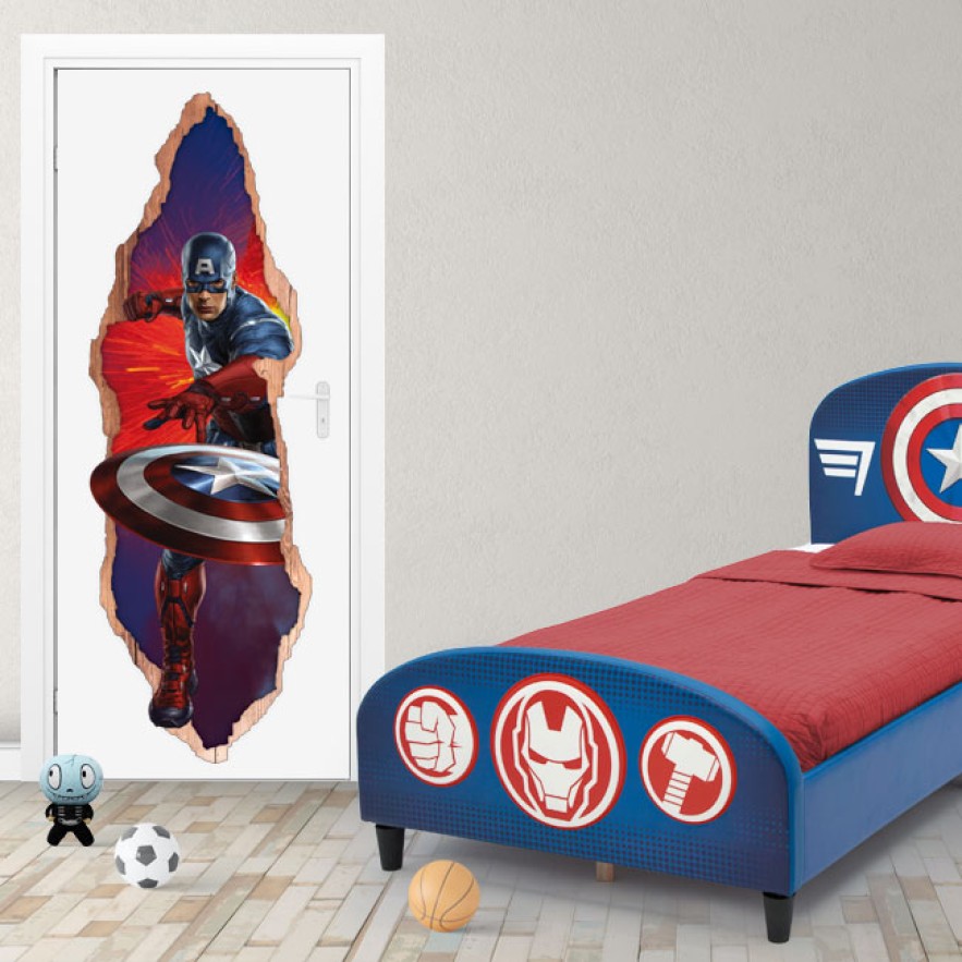 Vinilos puertas 3d capitán américa marvel
