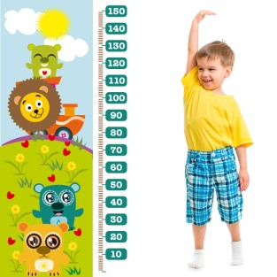 Vinilos decorativos medidor infantil de animales del zoo (medida: 73 x 160 cm)