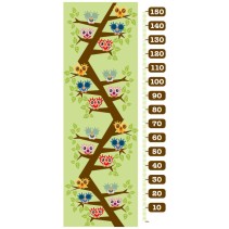 Vinilos medidor infantil búhos en el árbol (medida: 73 x 160 cm)