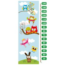 Vinilos medidor infantil con búhos y conejo (medida: 73 x 160 cm)