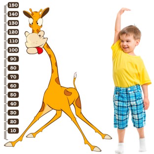 Vinilos medidores infantiles jirafa cómica (medida: 120 x 166 cm)