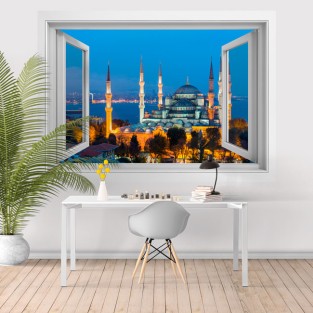 Vinilos ventanas 3d mezquita azul estambul