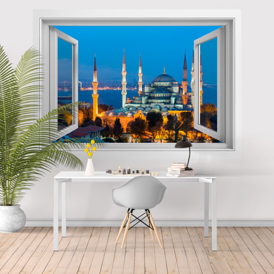 Vinilos ventanas 3d mezquita azul estambul