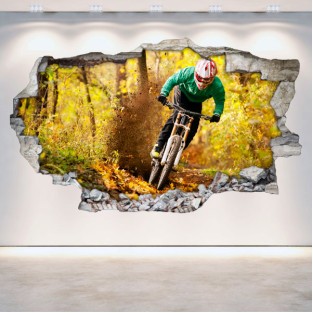 Vinilos mountain bike 3d pared rota