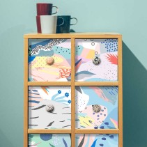 Vinilos  ilustración flores y trazos muebles o armarios