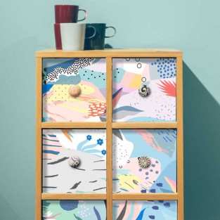 Vinilos  ilustración flores y trazos muebles o armarios
