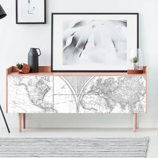 Vinilos para muebles o armarios mapamundi blanco y negro Vinilos para muebles o armarios mapamundi blanco y negro