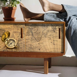 Vinilos de mapamundi y brújula para muebles o armarios