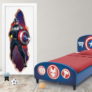 Vinilos puertas 3d marvel capitán américa