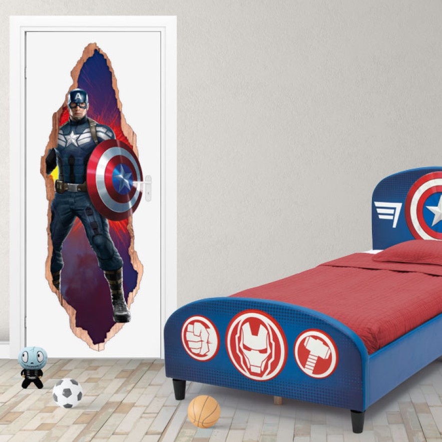 Vinilos puertas 3d marvel capitán américa