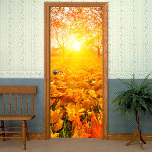 Vinilos decorativos puertas atardecer en otoño