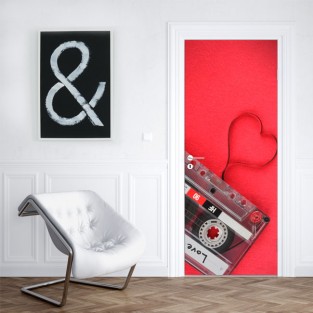 Vinilos para puertas casete corazón love