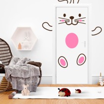 Vinilos decorativos para puertas conejo feliz