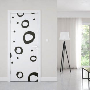 Vinilos para puertas círculos retro blanco y negro Vinilos para puertas círculos retro blanco y negro