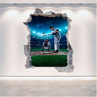 Vinilos pared rota 3d baseball Vinilos pared rota 3d baseball