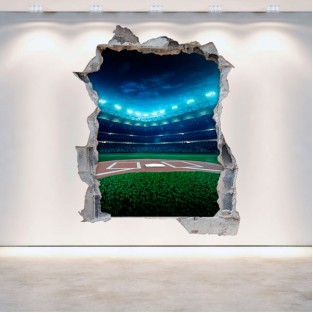 Vinilos pared rota 3d béisbol