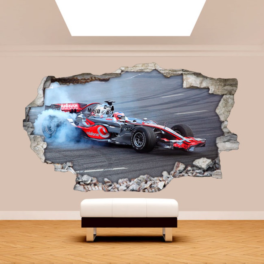 Vinilos pared rota 3d fórmula 1
