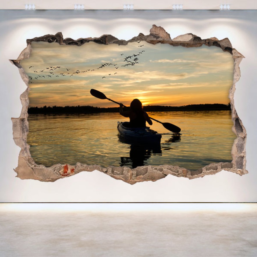 Vinilos pared rota 3d kayak