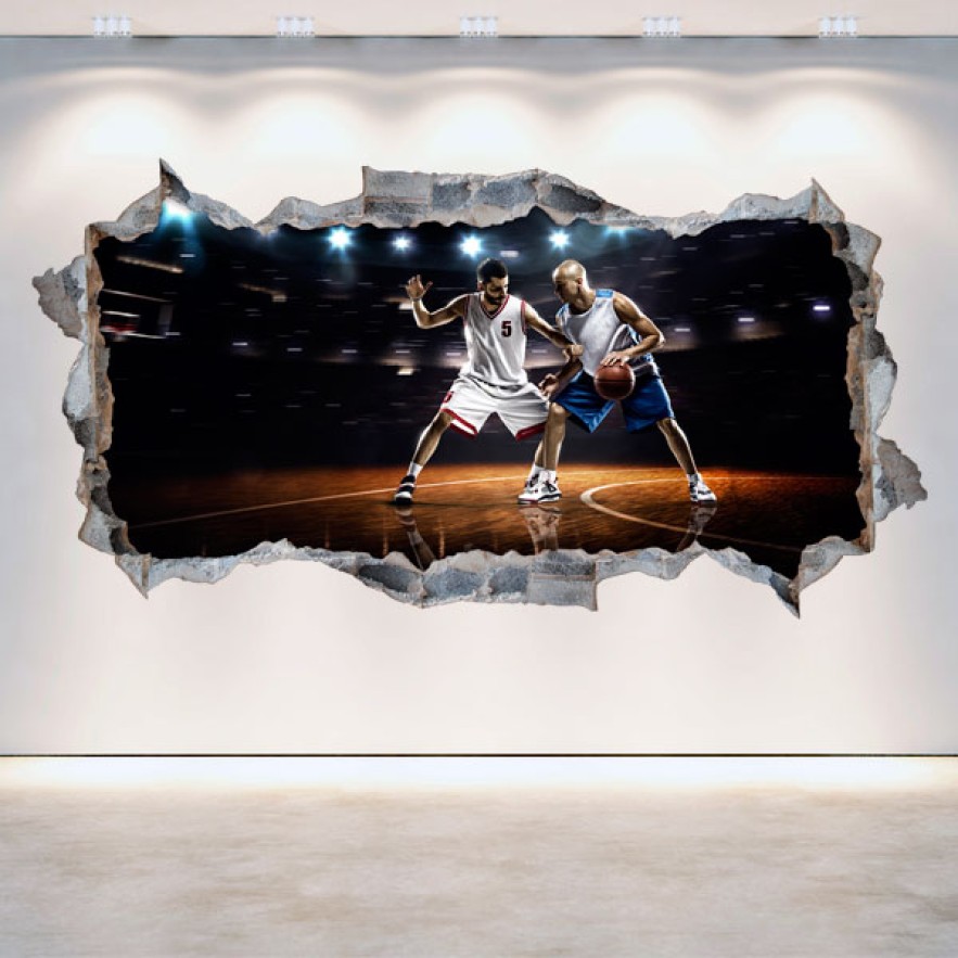 Vinilos pared rota baloncesto 3d