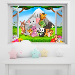 Ventanas 3d infantiles animales en la selva Ventanas 3d infantiles animales en la selva