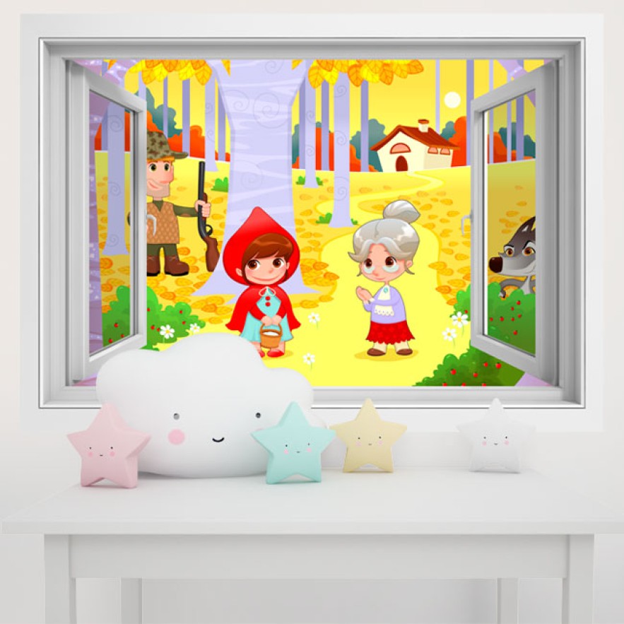 Ventanas 3d infantiles caperucita roja