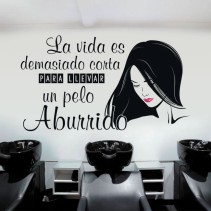 Vinilos peluquerías silueta y frase decorar paredes