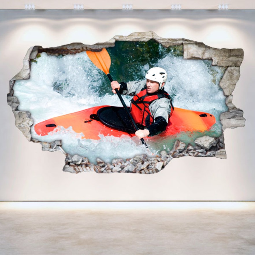 Vinilos rafting kayak pared rota 3d