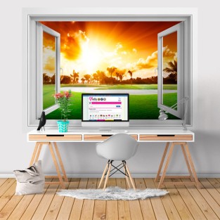 Vinilos ventana 3d atardecer